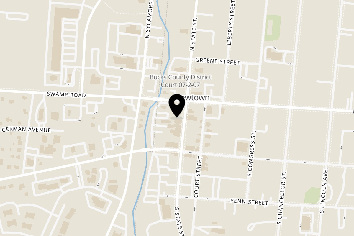 Map showing the location of Cafe Con Leche on 16 S State St in Newtown
